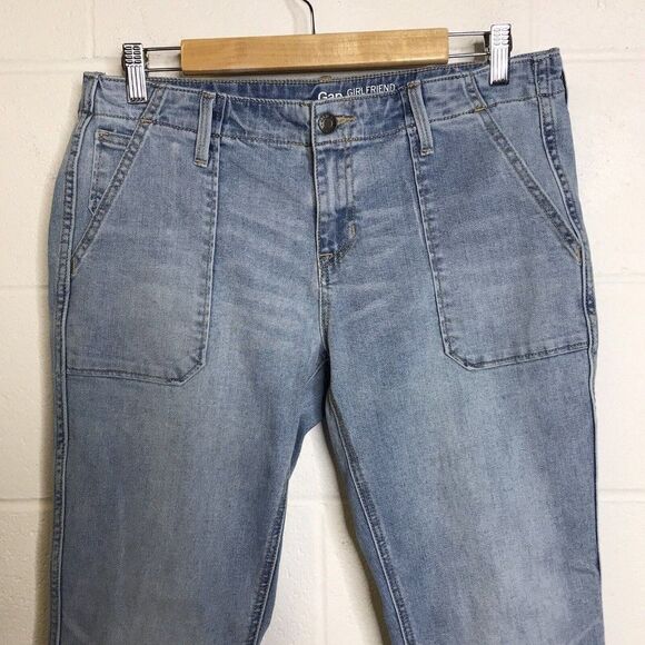 Gap Girlfriend Coupe Girlfriend Womens Light Wash Indigo Patch Pocket Size 8/29 - Picture 2 of 12
